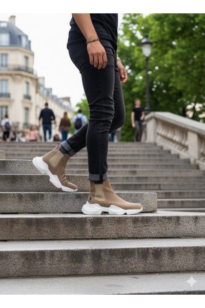 BA0444 Bağcıksız Rahat Yüksek Taban Vizon Erkek Spor Yarım Bilek Bot BA0444 Bağcıksız Rahat Yüksek Taban Vizon Erkek Spor Yarım Bilek Bot