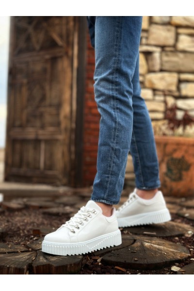 BA0505 Çengel Bağcıklı Beyaz Renk Yüksek Tabanlı Günlük Ayakkabı BA0505 Çengel Bağcıklı Beyaz Renk Yüksek Tabanlı Günlük Ayakkabı