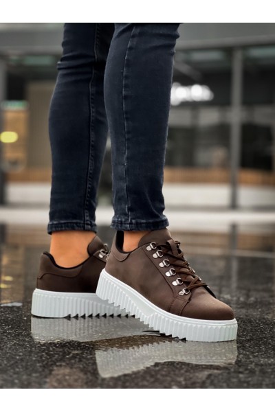 BA0505 Çengel Bağcıklı Kahverengi Beyaz Tabanlı Günlük Ayakkabı BA0505 Çengel Bağcıklı Kahverengi Beyaz Tabanlı Günlük Ayakkabı