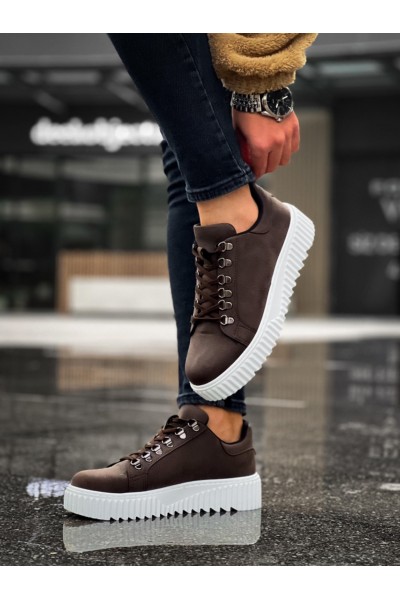 BA0505 Çengel Bağcıklı Kahverengi Beyaz Tabanlı Günlük Ayakkabı BA0505 Çengel Bağcıklı Kahverengi Beyaz Tabanlı Günlük Ayakkabı