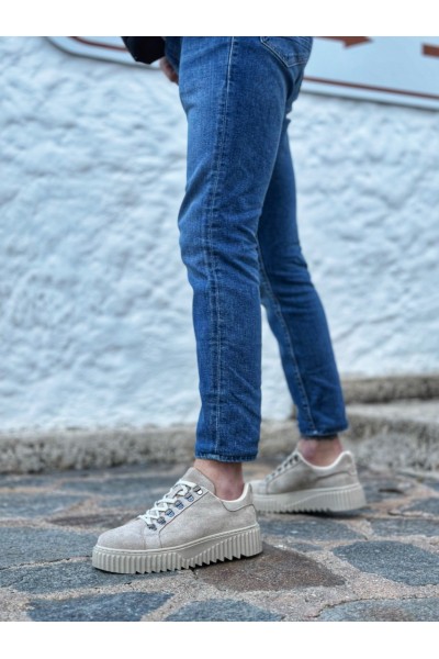 BA0505 Çengel Bağcıklı Krem Renk Yüksek Tabanlı Günlük Ayakkabı BA0505 Çengel Bağcıklı Krem Renk Yüksek Tabanlı Günlük Ayakkabı