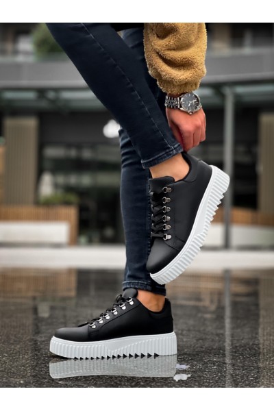 BA0505 Çengel Bağcıklı Siyah Renk Beyaz Tabanlı Günlük Ayakkabı BA0505 Çengel Bağcıklı Siyah Renk Beyaz Tabanlı Günlük Ayakkabı