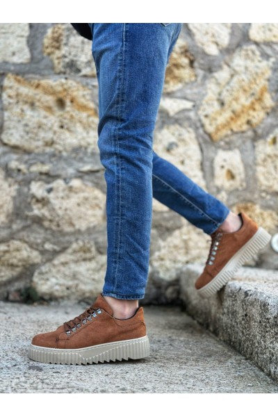 BA0505 Çengel Bağcıklı Taba Renk Yüksek Tabanlı Günlük Ayakkabı BA0505 Çengel Bağcıklı Taba Renk Yüksek Tabanlı Günlük Ayakkabı