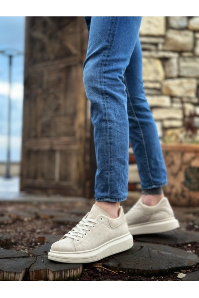 BA0547 BOA Kalın Yüksek Krem Taban Krem Süet Bağcıklı Spor Erkek Ayakkabı BA0547 BOA Kalın Yüksek Krem Taban Krem Süet Bağcıklı Spor Erkek Ayakkabı