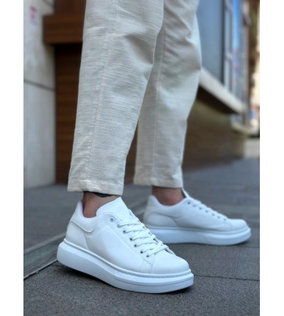 BA0547 BOA Kalın Yüksek Taban Beyaz Bağcıklı Spor Erkek Ayakkabı