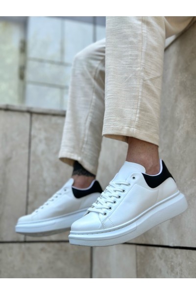 BA0547 BOA Kalın Yüksek Taban Beyaz Siyah Bağcıklı Spor Erkek Ayakkabı BA0547 BOA Kalın Yüksek Taban Beyaz Siyah Bağcıklı Spor Erkek Ayakkabı