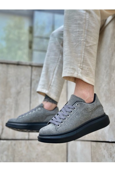 BA0547 BOA Kalın Yüksek Taban Gri Siyah Süet Bağcıklı Spor Erkek Ayakkabı BA0547 BOA Kalın Yüksek Taban Gri Siyah Süet Bağcıklı Spor Erkek Ayakkabı