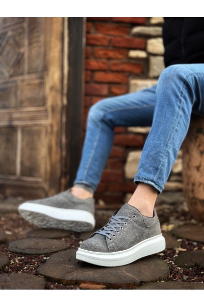 BA0547 BOA Kalın Yüksek Taban Gri Süet Bağcıklı Spor Erkek Ayakkabı BA0547 BOA Kalın Yüksek Taban Gri Süet Bağcıklı Spor Erkek Ayakkabı