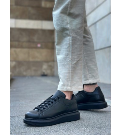 BA0547 BOA Kalın Yüksek Taban Siyah Bağcıklı Spor Erkek Ayakkabı