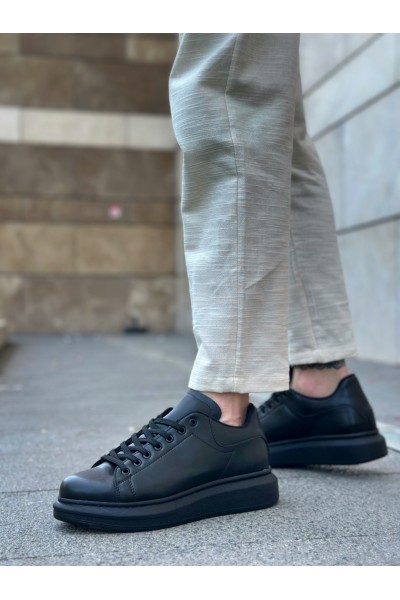 BA0547 BOA Kalın Yüksek Taban Siyah Bağcıklı Spor Erkek Ayakkabı