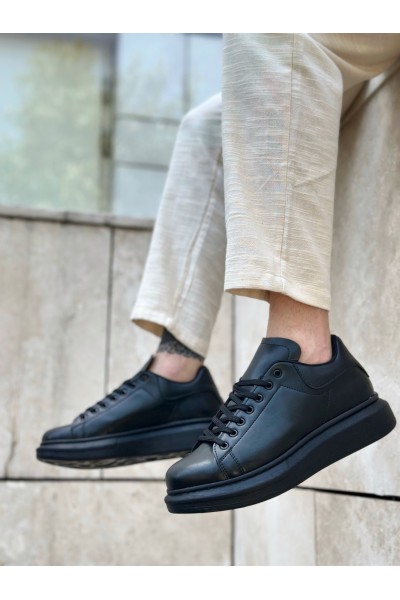 BA0547 BOA Kalın Yüksek Taban Siyah Bağcıklı Spor Erkek Ayakkabı BA0547 BOA Kalın Yüksek Taban Siyah Bağcıklı Spor Erkek Ayakkabı