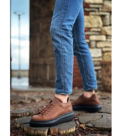 BA0547 BOA Kalın Yüksek Taban Taba Siyah Bağcıklı Spor Erkek Ayakkabı