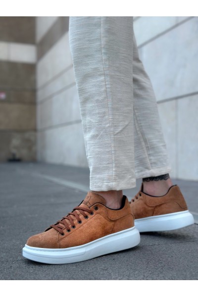 BA0547 BOA Kalın Yüksek Taban Taba Süet Bağcıklı Spor Erkek Ayakkabı