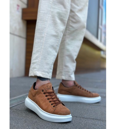 BA0547 BOA Kalın Yüksek Taban Taba Süet Bağcıklı Spor Erkek Ayakkabı