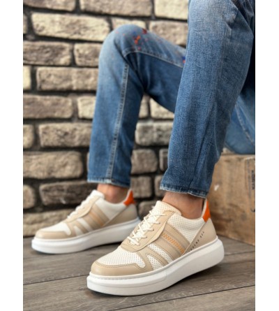 BA0548 BOA Kalın Yüksek Krem Beyaz Taban Beyaz Bağcıklı Spor Erkek Ayakkabı BA0548 BOA Kalın Yüksek Krem Beyaz Taban Beyaz Bağcıklı Spor Erkek Ayakkabı