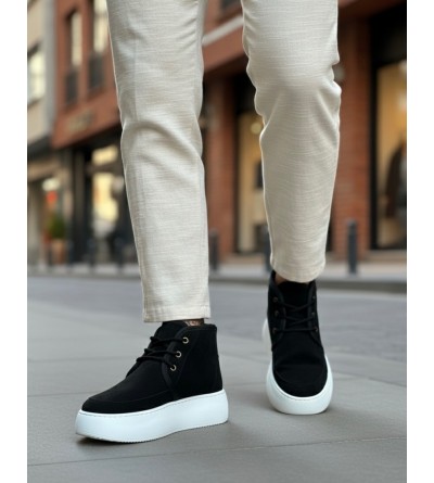 BA0550 İçi Kürklü Bağcıklı Siyah Erkek Tarz Spor Bot