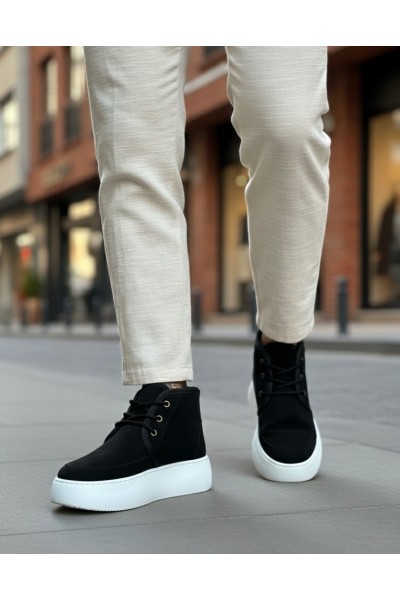 BA0550 İçi Kürklü Bağcıklı Siyah Erkek Tarz Spor Bot