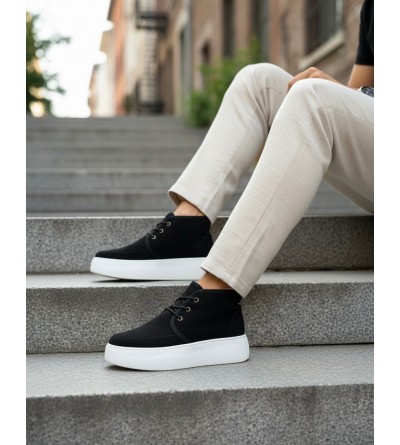 BA0550 İçi Kürklü Bağcıklı Siyah Erkek Tarz Spor Bot