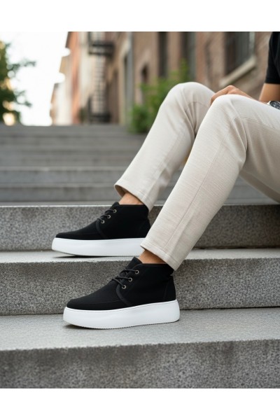 BA0550 İçi Kürklü Bağcıklı Siyah Erkek Tarz Spor Bot