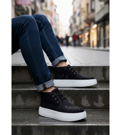 BA0550 İçi Kürklü Bağcıklı Siyah Erkek Tarz Spor Bot