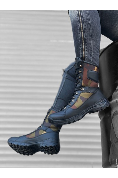 BA0605 Bağcıklı Siyah Kamuflaj Askeri Postal Bot BA0605 Bağcıklı Siyah Kamuflaj Askeri Postal Bot