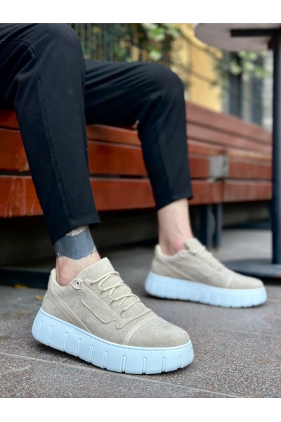 BA0666 BOA Krem Yüksek Taban Erkek Günlük Ayakkabı