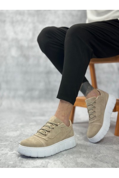 BA0666 BOA Krem Yüksek Taban Erkek Günlük Ayakkabı