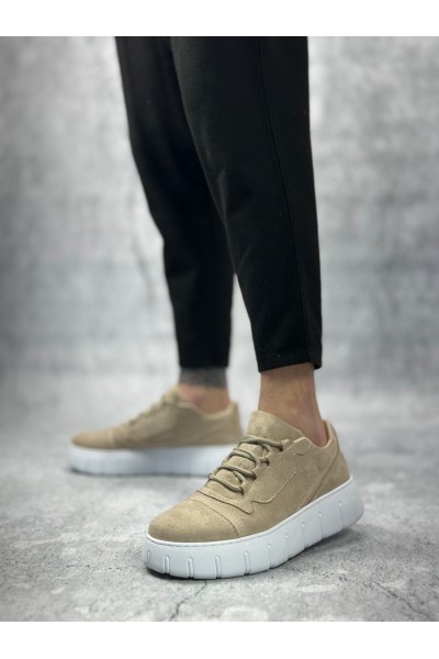 BA0666 BOA Krem Yüksek Taban Erkek Günlük Ayakkabı BA0666 BOA Krem Yüksek Taban Erkek Günlük Ayakkabı