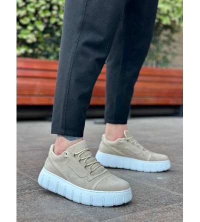 BA0666 BOA Krem Yüksek Taban Erkek Günlük Ayakkabı