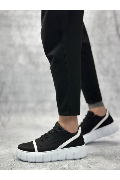 BA0666 BOA Siyah Beyaz Yüksek Taban Erkek Günlük Ayakkabı