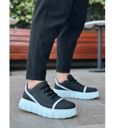 BA0666 BOA Siyah Beyaz Yüksek Taban Erkek Günlük Ayakkabı