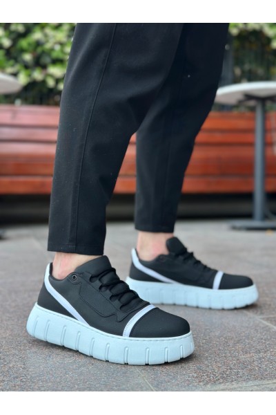 BA0666 BOA Siyah Beyaz Yüksek Taban Erkek Günlük Ayakkabı BA0666 BOA Siyah Beyaz Yüksek Taban Erkek Günlük Ayakkabı