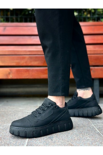 BA0666 BOA Siyah Yüksek Taban Erkek Günlük Ayakkabı