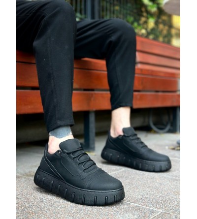 BA0666 BOA Siyah Yüksek Taban Erkek Günlük Ayakkabı