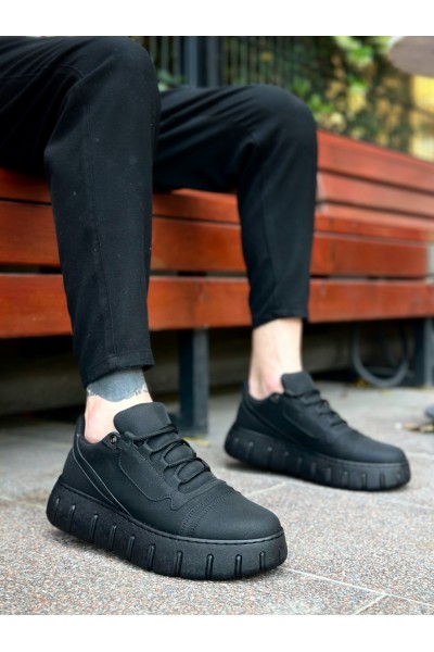 BA0666 BOA Siyah Yüksek Taban Erkek Günlük Ayakkabı