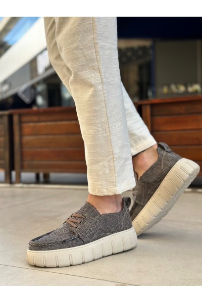 BA0676 BOA Kahverengi Keten Yüksek Taban Erkek Yazlık Ayakkabı BA0676 BOA Kahverengi Keten Yüksek Taban Erkek Yazlık Ayakkabı