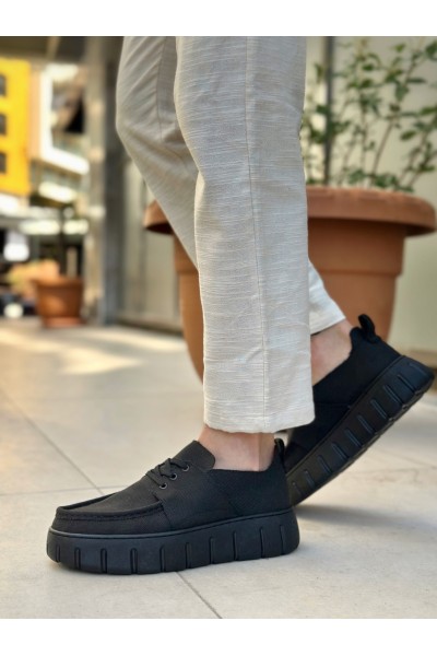 BA0676 BOA Siyah Keten Yüksek Taban Erkek Yazlık Ayakkabı BA0676 BOA Siyah Keten Yüksek Taban Erkek Yazlık Ayakkabı