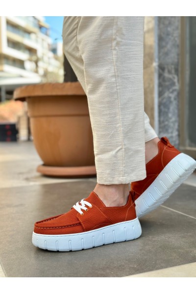 BA0676 BOA Turuncu Keten Yüksek Taban Erkek Yazlık Ayakkabı