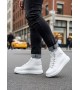 BA0713 Bağcıklı Beyaz Yüksek Taban Erkek Tarz Spor Bot