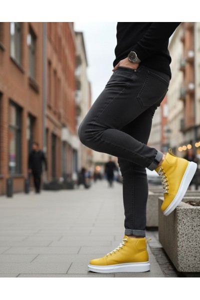 BA0713 Bağcıklı Sarı Yüksek Taban Erkek Tarz Spor Bot BA0713 Bağcıklı Sarı Yüksek Taban Erkek Tarz Spor Bot