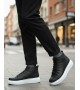 BA0713 Bağcıklı Yüksek Siyah Beyaz Taban Erkek Tarz Spor Bot