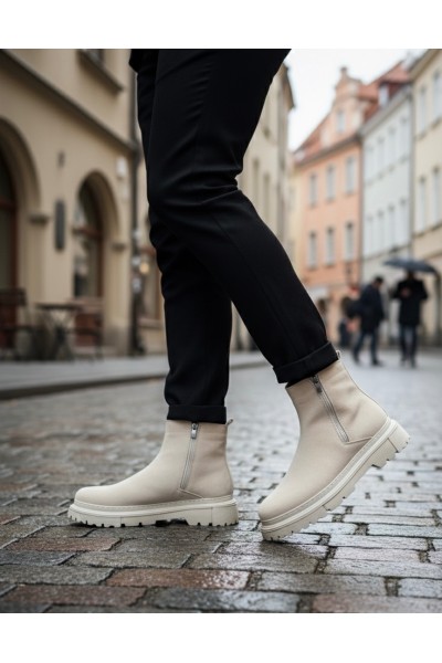 BA0777 Süet Bej Çift Fermuarlı Erkek Yarım Bilek Bot BA0777 Süet Bej Çift Fermuarlı Erkek Yarım Bilek Bot