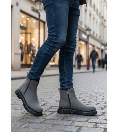 BA0777 Süet Füme Çift Fermuarlı Erkek Yarım Bilek Bot