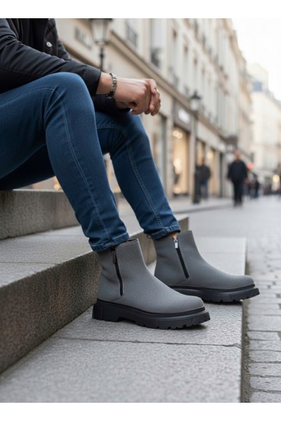 BA0777 Süet Füme Çift Fermuarlı Erkek Yarım Bilek Bot BA0777 Süet Füme Çift Fermuarlı Erkek Yarım Bilek Bot