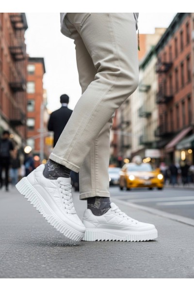 BA0801 BOA Beyaz Yüksek Taban Erkek Spor Ayakkabı BA0801 BOA Beyaz Yüksek Taban Erkek Spor Ayakkabı