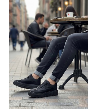 BA0801 BOA Siyah Yüksek Taban Siyah Paraşüt Kumaş Cilt Detaylı Erkek Ayakkabı