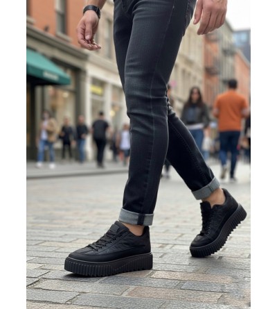 BA0801 BOA Siyah Yüksek Taban Siyah Paraşüt Kumaş Cilt Detaylı Erkek Ayakkabı