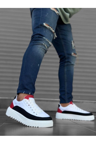 BA0801 BOA Yüksek Taban Beyaz Paraşüt Kumaş Cilt Detaylı Erkek Ayakkabı BA0801 BOA Yüksek Taban Beyaz Paraşüt Kumaş Cilt Detaylı Erkek Ayakkabı