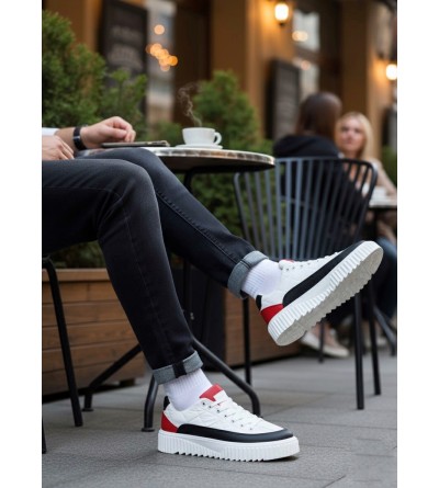 BA0801 BOA Yüksek Taban Beyaz Paraşüt Kumaş Cilt Detaylı Erkek Ayakkabı