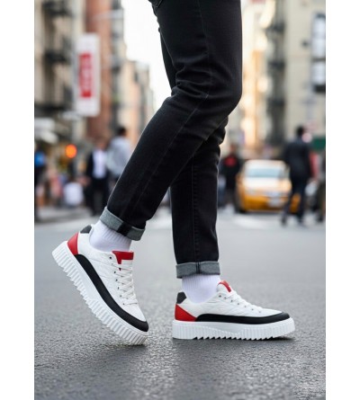 BA0801 BOA Yüksek Taban Beyaz Paraşüt Kumaş Cilt Detaylı Erkek Ayakkabı